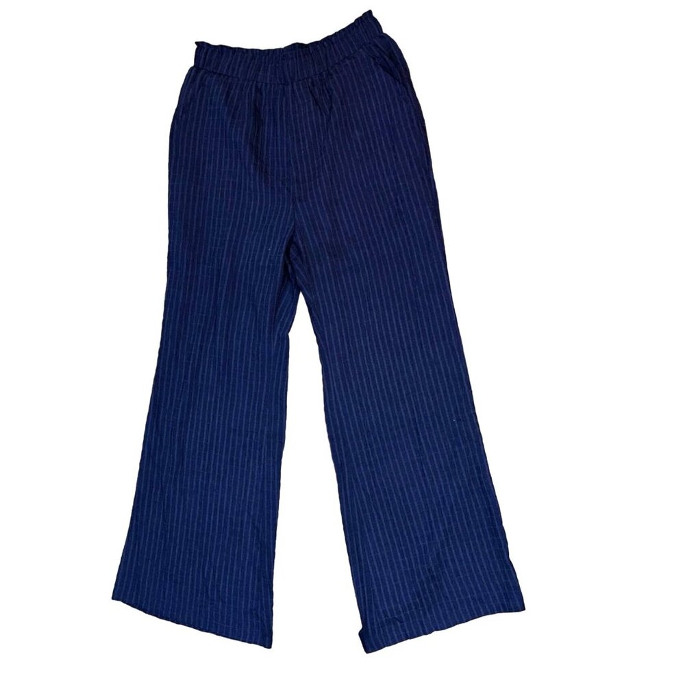 (6 for $25) Blue Gauze Ribbed Elastic‎ Waist Casual Pants in Navy Size Large